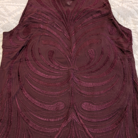 I.N.C. International Concepts Embroidered Knit Blouse, Burgundy, L - Picture 4 of 9